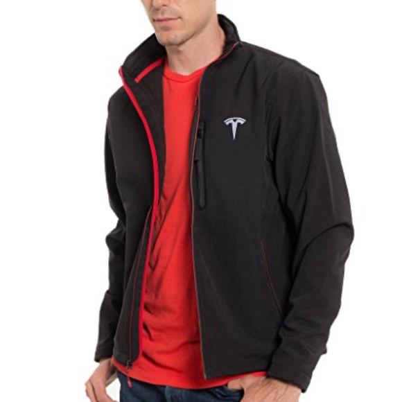 NEW Tesla Motors Black "Corp Jacket" - Performance Tech - Red Accent - Men's L - Picture 9 of 15